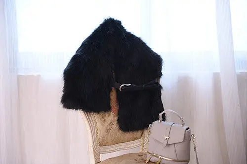 Hariy Shaggy Faux Raccoon Fur Warm Long Scarf Collar Women Faux Leather Buckle Faux Fox Fur Shawl Cap Scarves 3 Colors 1