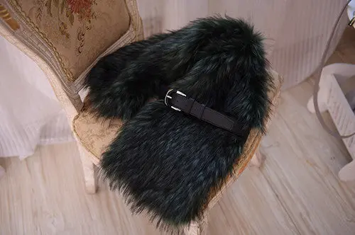 Hariy Shaggy Faux Raccoon Fur Warm Long Scarf Collar Women Faux Leather Buckle Faux Fox Fur Shawl Cap Scarves 3 Colors 2