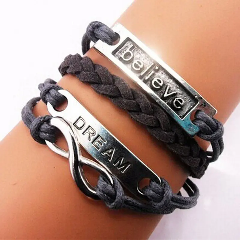 Harry Potter Charm Infinity Believe You Women Leather Cute Charm Bracelet 1