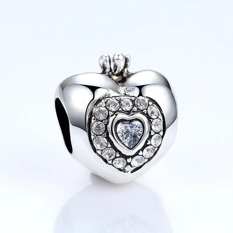 Heart With Crown Charms Beads Fit Pandora Bracelet Necklace Fashion A5301 1