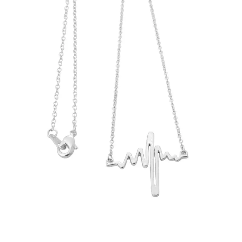 Heartbeat Necklace Heart Line Necklace Unique Charm Jewelry Couple 10Pcs-N027 1
