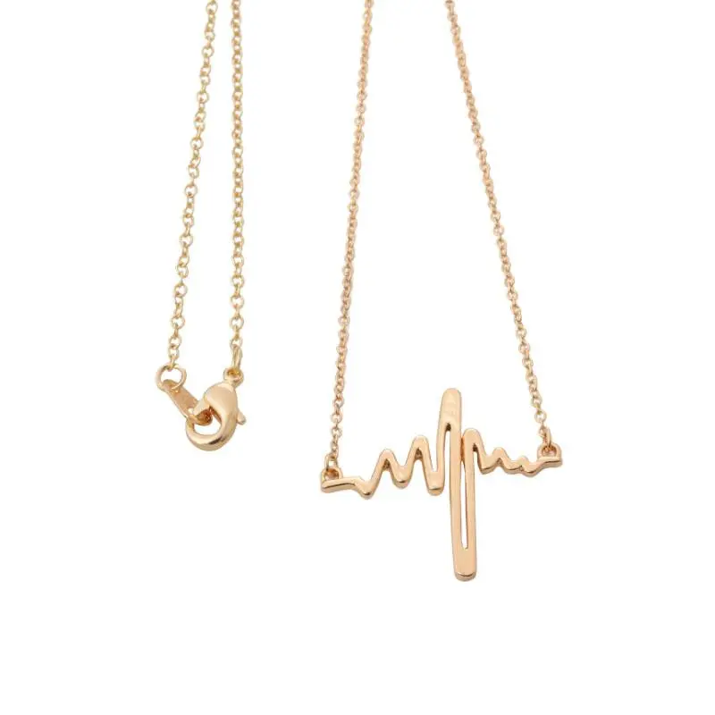Heartbeat Necklaces Electrocardiogram Jewelry Unique Charm Valentine 30Pcs-N027 1
