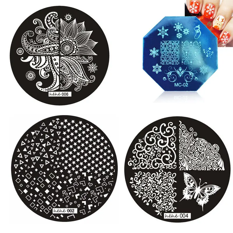 Hehe Stamping Plates Cute Pattern Diy Image Stamp Stamping Plates Manicure Template Nail Art Plate 1