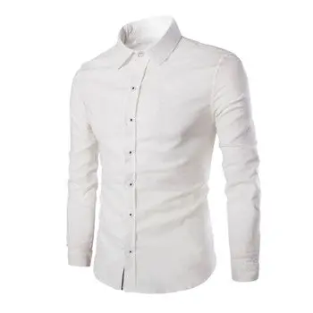 Herem Hemden Long Sleeved Shirts Casual Slim Fit Large Size Turn Down Collar Shirts Camisa Masculina 1