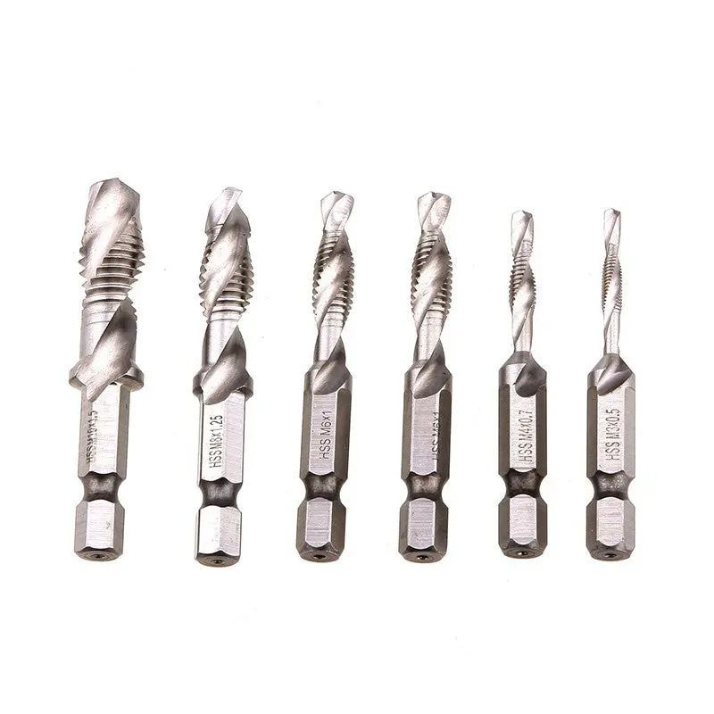 Hex Hss Screw Thread Metric Plug Hand Tap Drill Bits M3 M4 M5 M6 M8 M10 6Pcs 77348 1
