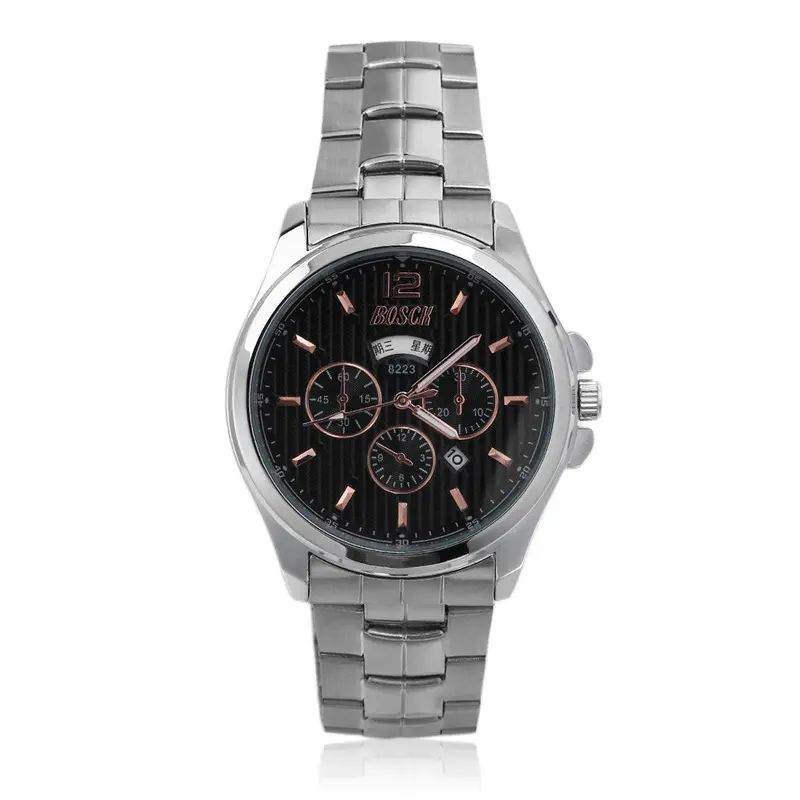 High Class Quartz Watches Casual Double Calendar Watches Stainless Steel 1
