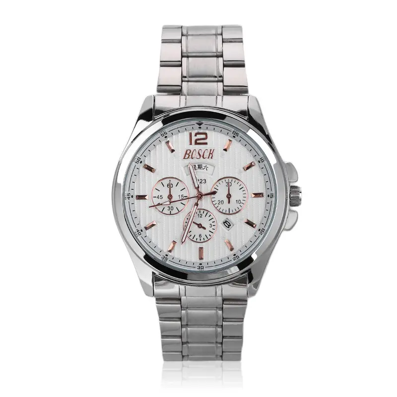 High Class Quartz Watches Casual Double Calendar Watches Stainless Steel 2