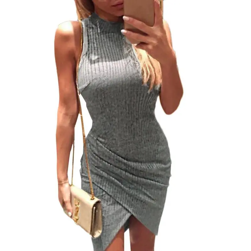High Collar Slim Bodycon Elegant Party Dress Irregular Perspective Pencil Midi Dress Sexy Sleeveless Dress Club Wear 1