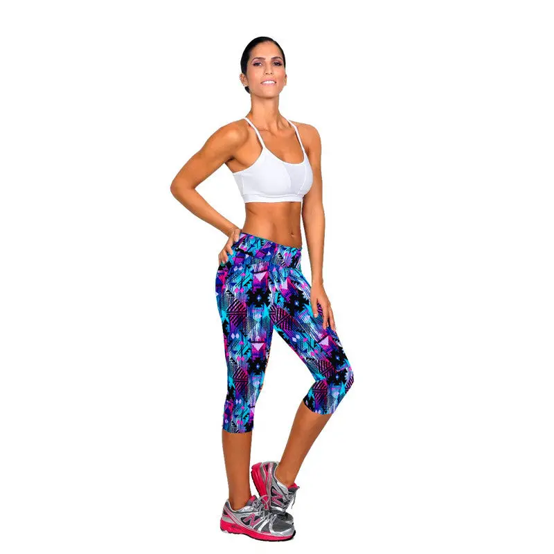 High Waist Fitness Pants Printed Stretch Cropped Leggings Trousers Plus Size & Feida 7