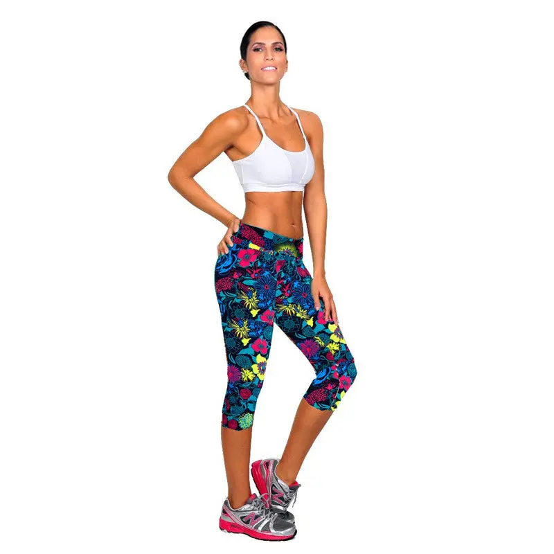 High Waist Fitness Pants Printed Stretch Cropped Leggings Trousers Plus Size & Feida 8