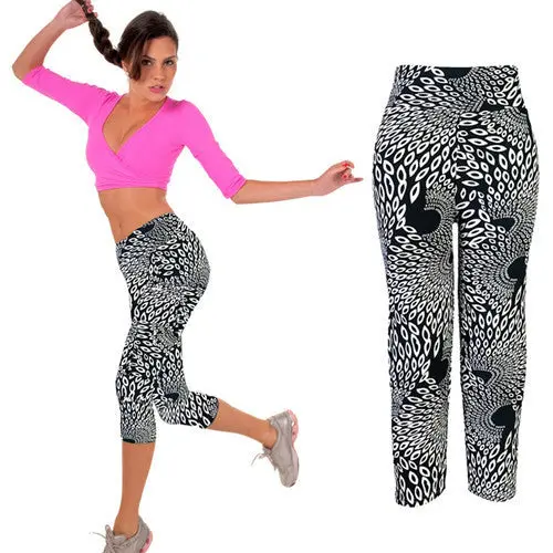 High Waist Fitness Pants Printed Stretch Cropped Leggings Trousers Plus Size & Feida 9