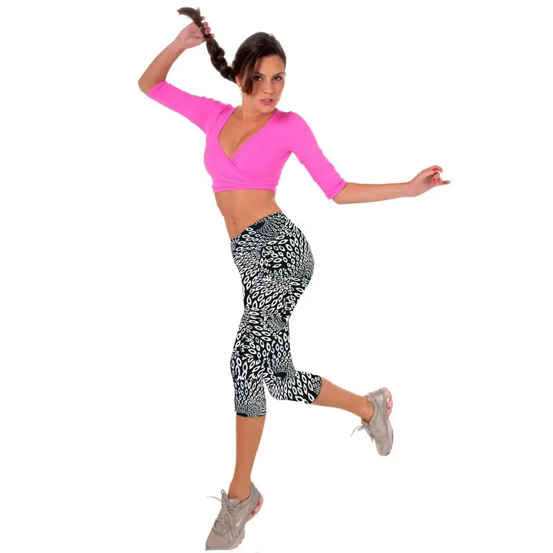 High Waist Fitness Pants Printed Stretch Cropped Leggings Trousers Plus Size & Feida 9