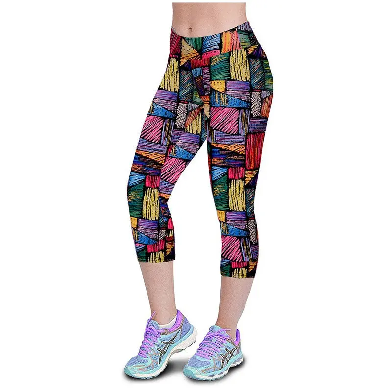 High Waist Pants Printed Stretch Cropped Leggings 1