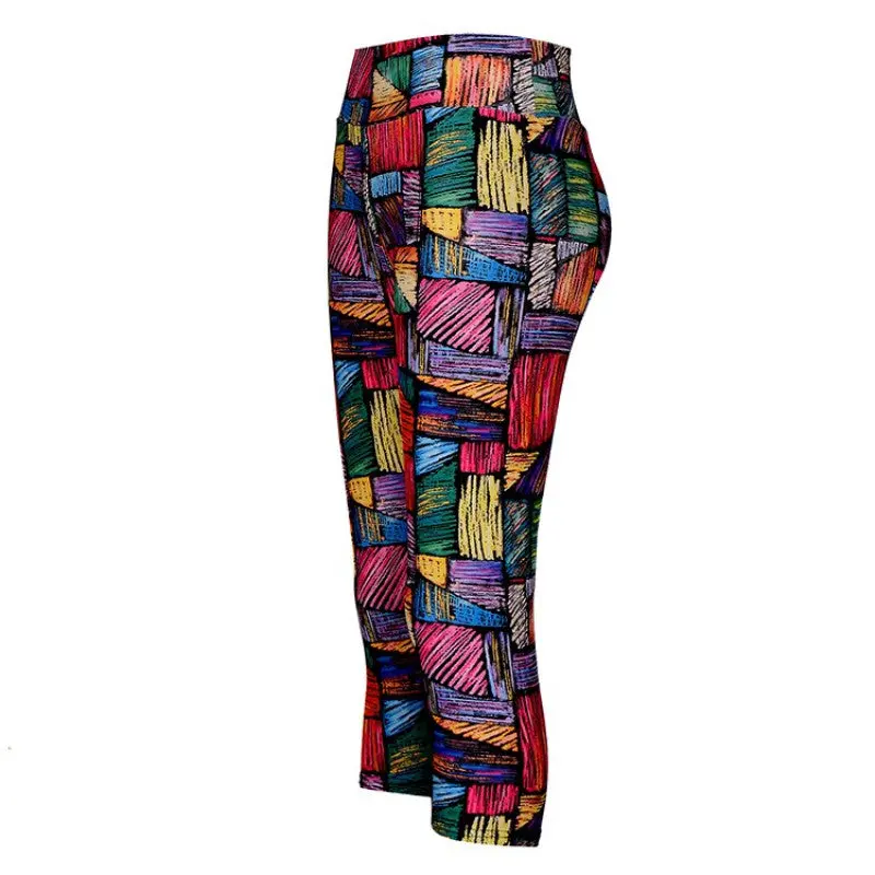 High Waist Pants Printed Stretch Cropped Leggings 2
