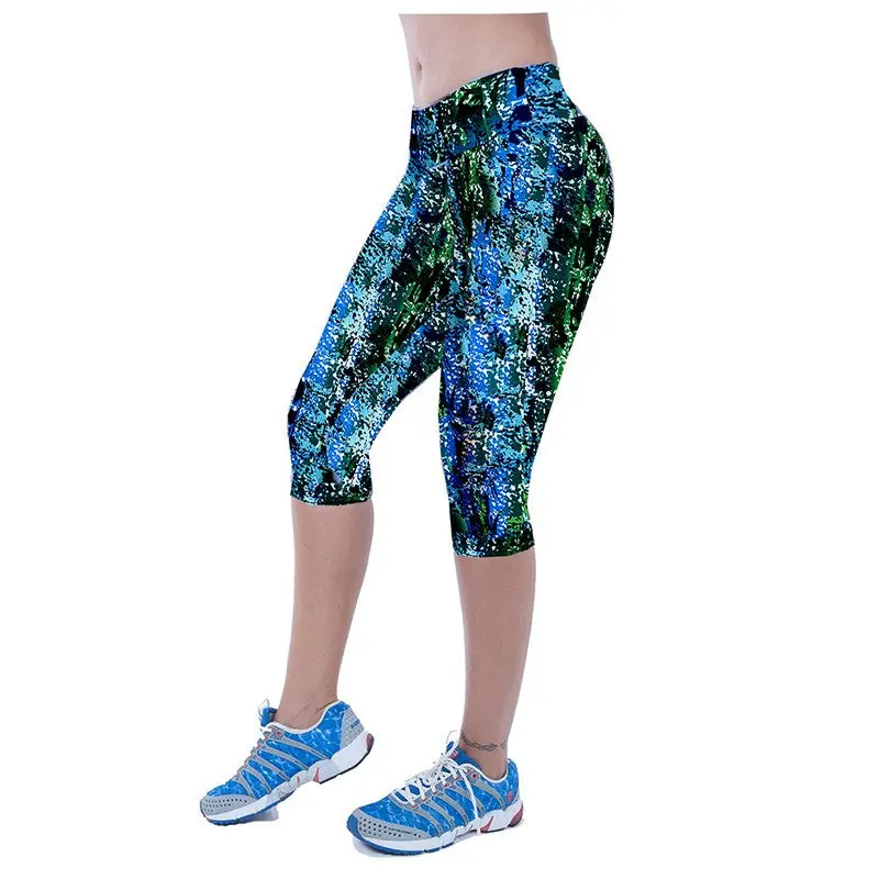 High Waist Pants Printed Stretch Cropped Leggings Multicolor 2