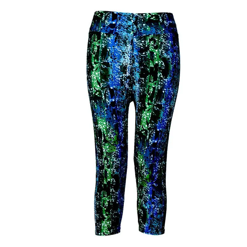 High Waist Pants Printed Stretch Cropped Leggings Multicolor 3