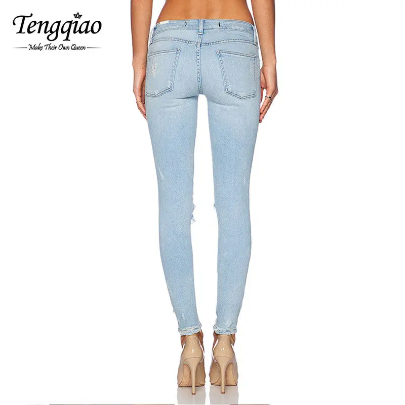 High Waist Ripped Jeans For Pencil Denim Pants Ladies Vintage High Waist Skinny Jeans Boyfriend Femme 3