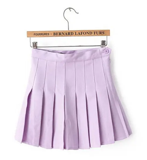 High-Waisted Pleated Mini Skirt for Women – Preppy Solid-Color A-Line Skirt in 8 Shades (XS–L)