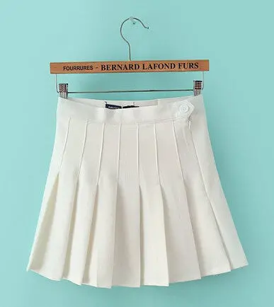 High-Waisted Pleated Mini Skirt for Women – Preppy Solid-Color A-Line Skirt in 8 Shades (XS–L)