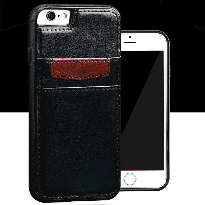 Hight Quality Pu Leather Case Plug-In Card Slot Pocket Cover For Iphone 6 6S 7 Plus Shockproof Cases 1