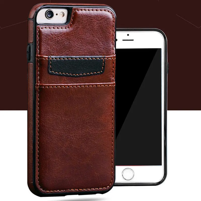 Hight Quality Pu Leather Case Plug-In Card Slot Pocket Cover For Iphone 6 6S 7 Plus Shockproof Cases 9