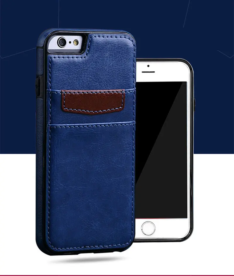 Hight Quality Pu Leather Case Plug-In Card Slot Pocket Cover For Iphone 6 6S 7 Plus Shockproof Cases 9