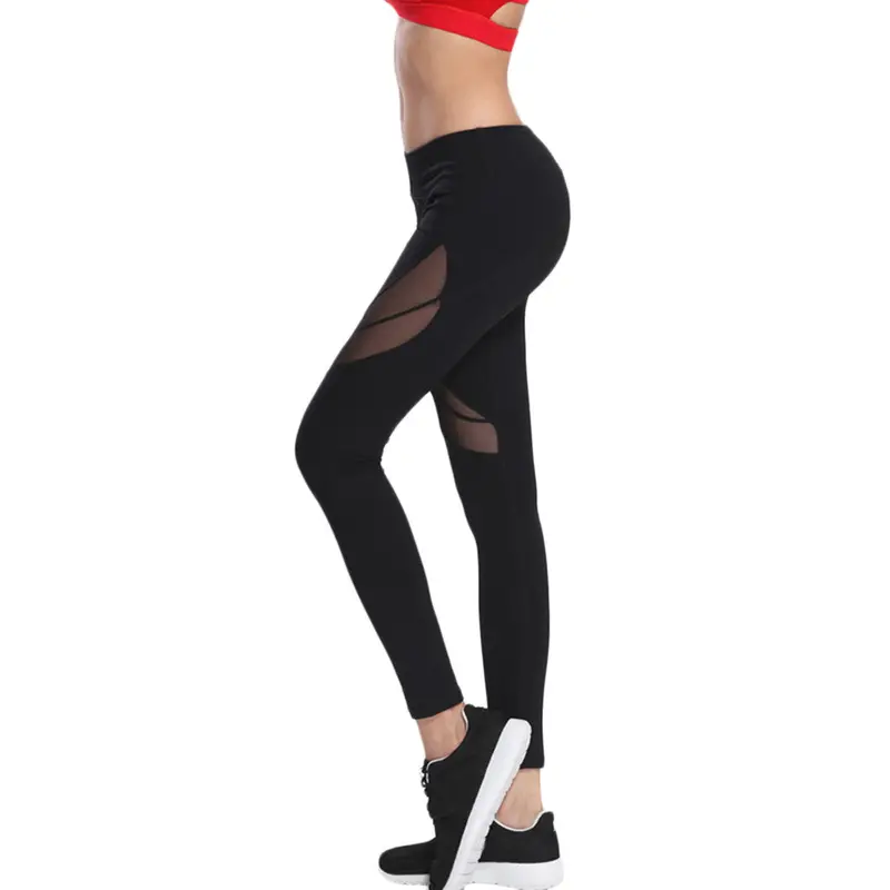 Hip Up Mesh Patchwork Style Quick Dryfitness Breathable Slim Pants Elastic Sports Running All Match Leggings 3