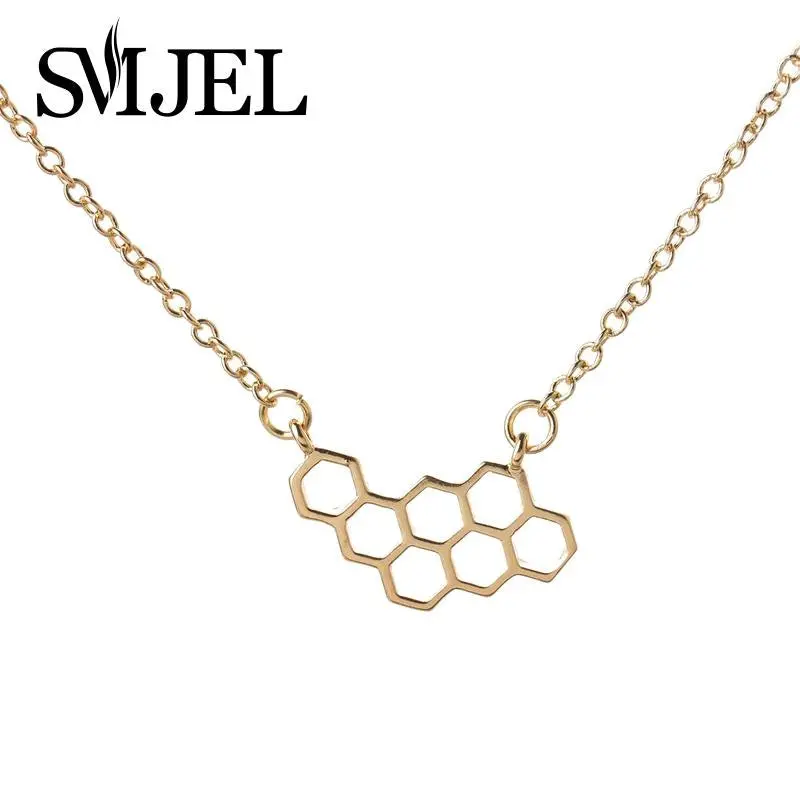 Hive Polygon Hexagon Necklace Geometric Honeycomb Pendants Necklaces N029 1