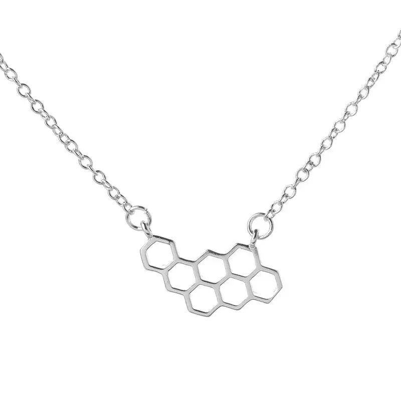 Hive Polygon Hexagon Necklace Geometric Honeycomb Pendants Necklaces N029 2