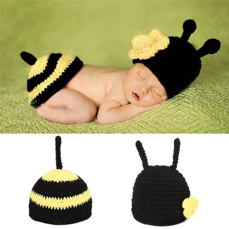 Hmade Born Pography Props Bonnets Beanie Caps Costume Crochet Outfits Cotton Hat Animals For 0-12 Months Baby 1
