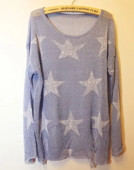 Hole Sweater Pentagonal Star Hole Pattern Sweater Ladies Loose Knitted Jumper Knitwear Tops 3