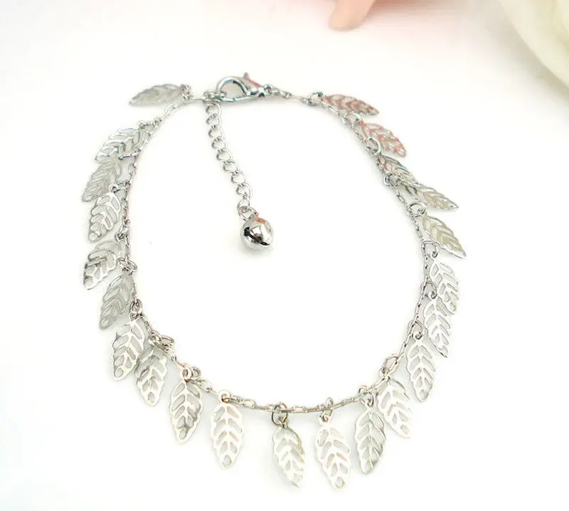 Hollow Leaves Pendant Anklets Women Ankle Bracelet Barefoot Beach Foot Jewelry 1