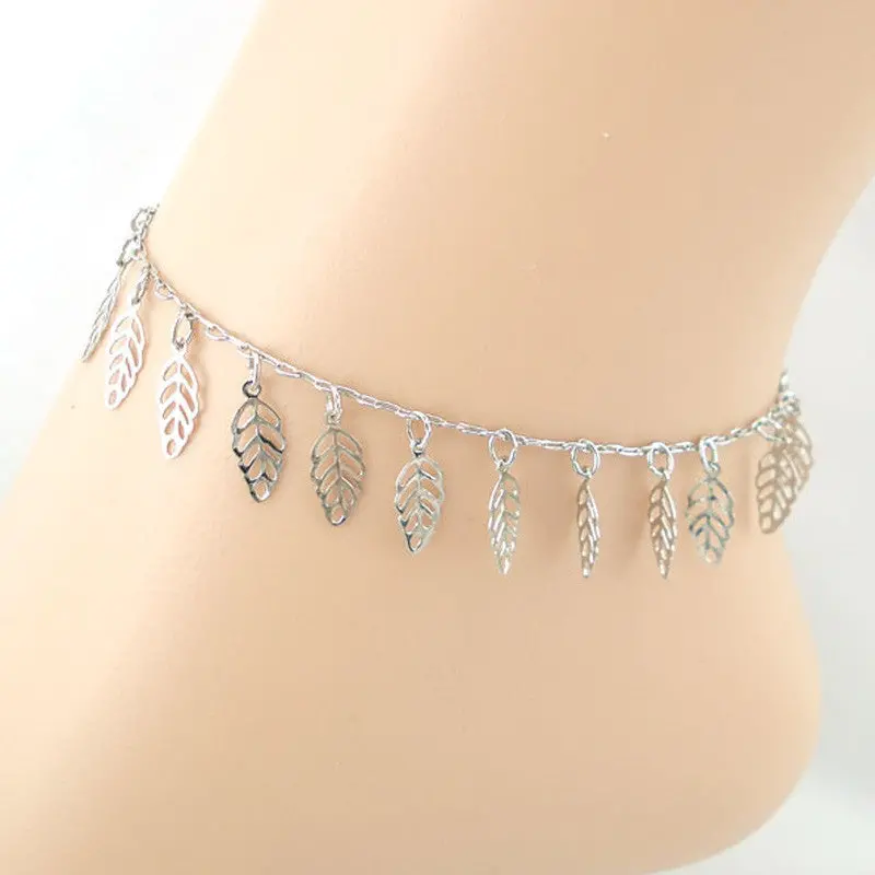 Hollow Leaves Pendant Anklets Women Ankle Bracelet Barefoot Beach Foot Jewelry 2