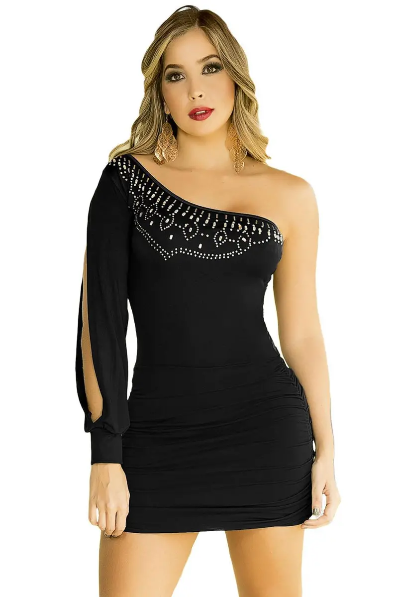 Hollow Out One Shoulder Dress Short Prom Mini Dress Sexy Club Wear Night Out Bodycon Short Party Dresses 1