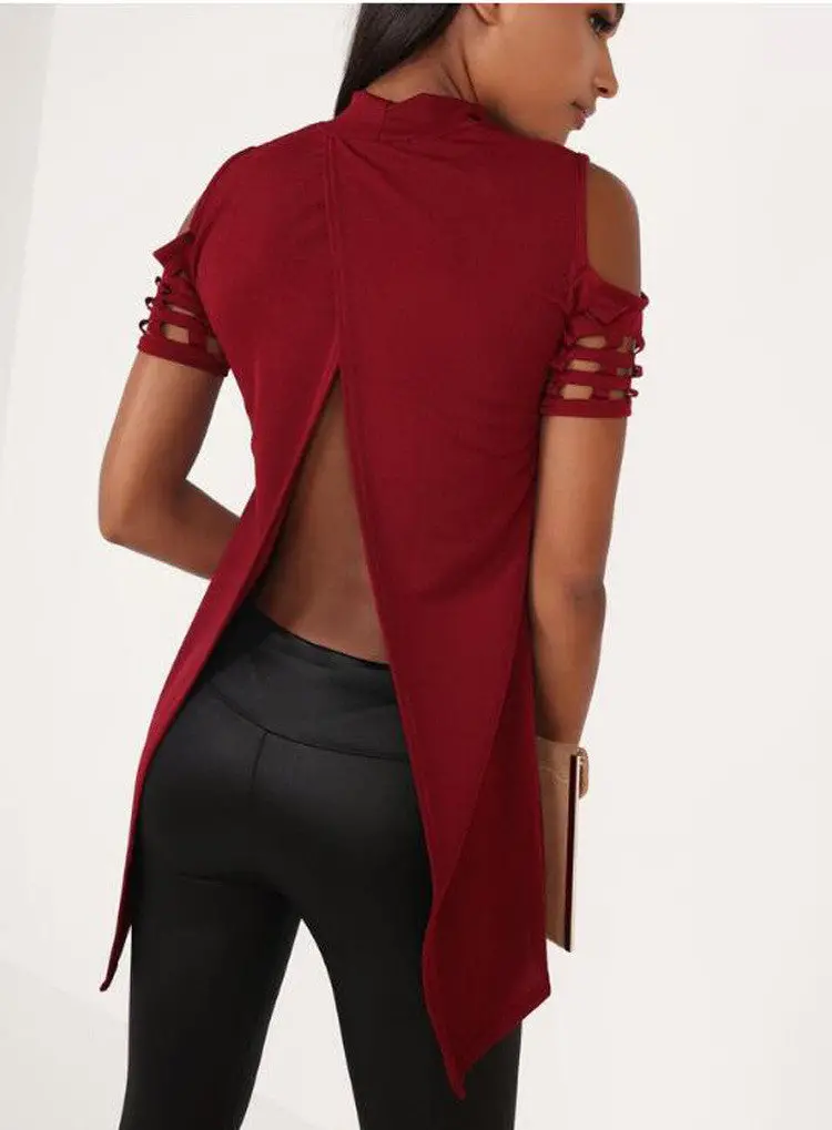 Hollow-Out Split T-Shirt – Irregular Hem Short-Sleeve Top with Modern Edge