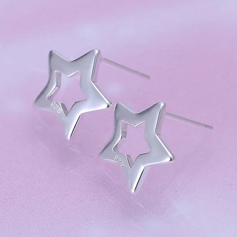 Hollow Star Stud Earings Silver Plated Jewelry Earrings Silver Plated Earrings 1 7 1