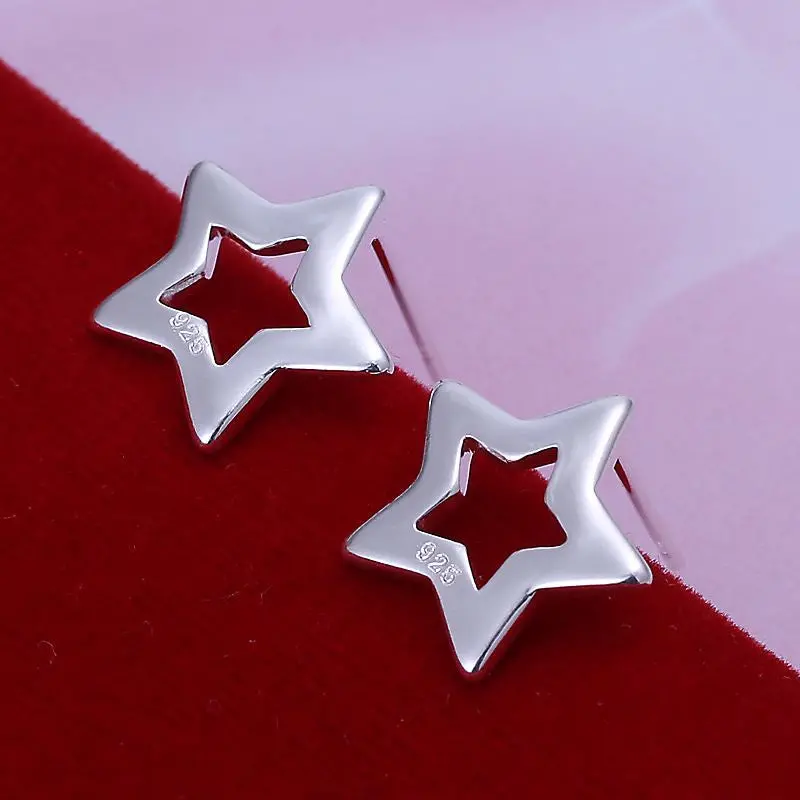 Hollow Star Stud Earings Silver Plated Jewelry Earrings Silver Plated Earrings 1 7 2