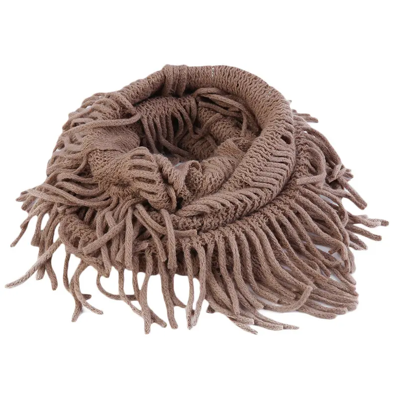 Hollow Tassels Scarf Softthickened Fringed Scarf Simple Style 1