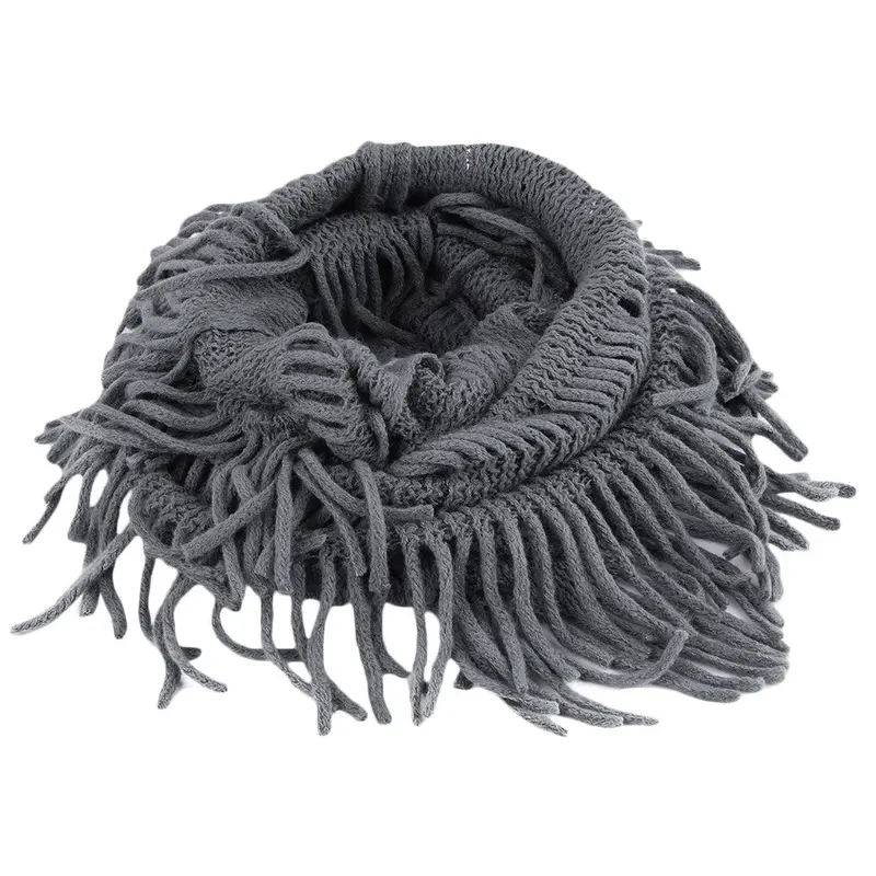 Hollow Tassels Scarf Softthickened Fringed Scarf Simple Style 3