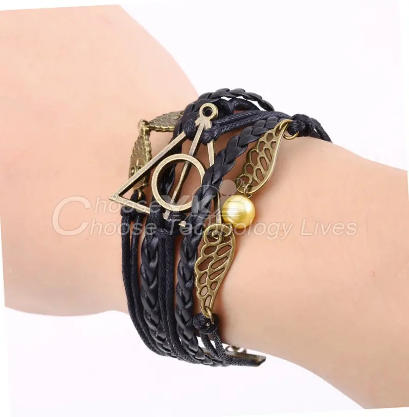 Hollows Wings Charm Woven Leather Rope Suede Wrap Bracelet Gift Jewelry 1