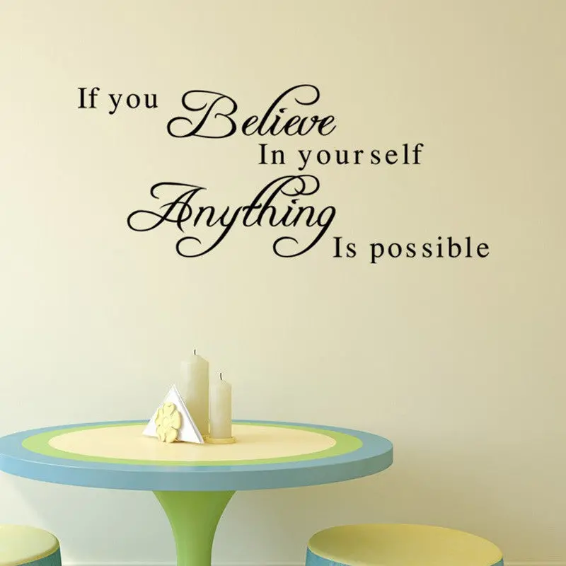 Home Decor Pvc Inspiring Phrase If You Believe In Yourself Wall Stickers 83586 1