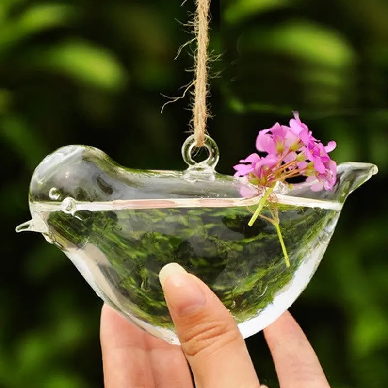 Home Garden Wedding Decoration Hanging Flying Bird Glass Flower Hydroponic Vase 75138 1