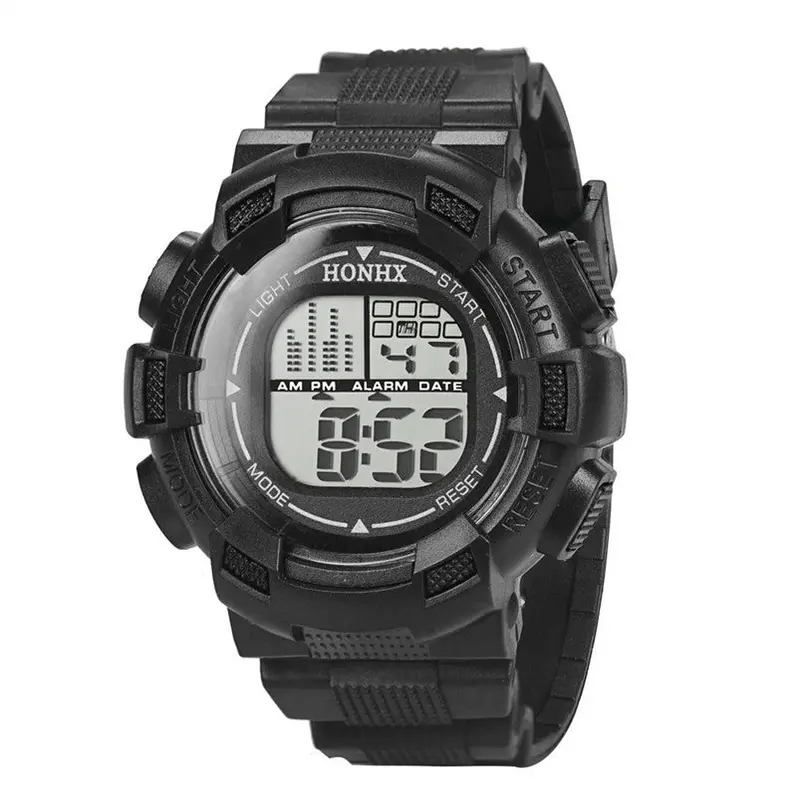 Honhx Men's Watch Saat Stainless Steel Led Digital Date Alarm Waterproof Sports Army Quartz Watch Men Relogio Horloges Mannen 1