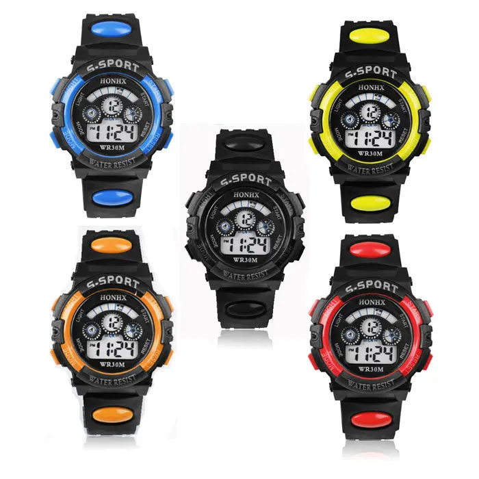 Honhx Waterproof Mens Boy"S Digital Led Quartz Alarm Date Sports Wrist Watch Feida 1