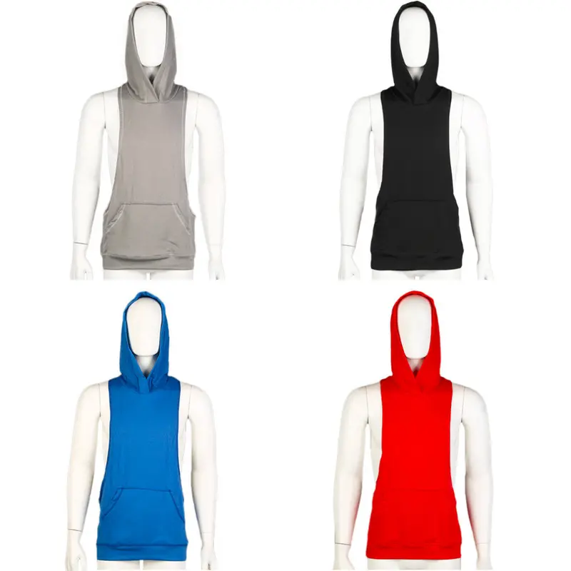 Hooded Vest Music Buliding Vest Euporean Vest Cotton Solid Body Building Tops Shirt Sleeveless 4 Colors 10