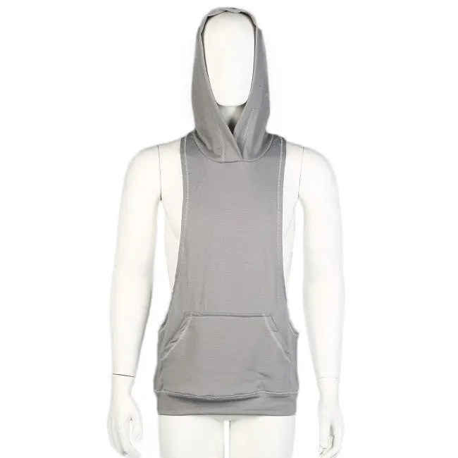 Hooded Vest Music Buliding Vest Euporean Vest Cotton Solid Body Building Tops Shirt Sleeveless 4 Colors 5
