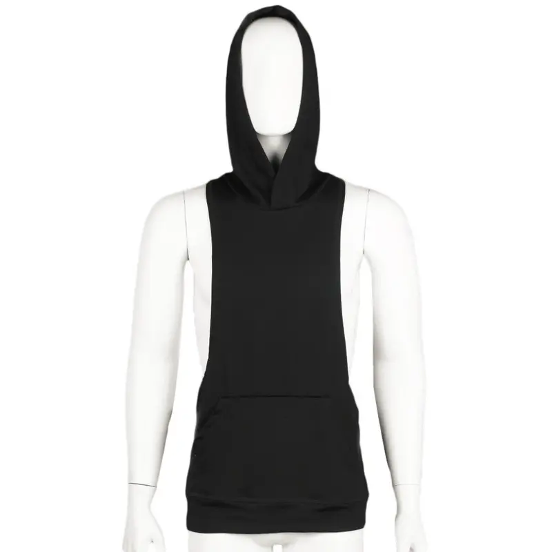 Hooded Vest Music Buliding Vest Euporean Vest Cotton Solid Body Building Tops Shirt Sleeveless 4 Colors 6