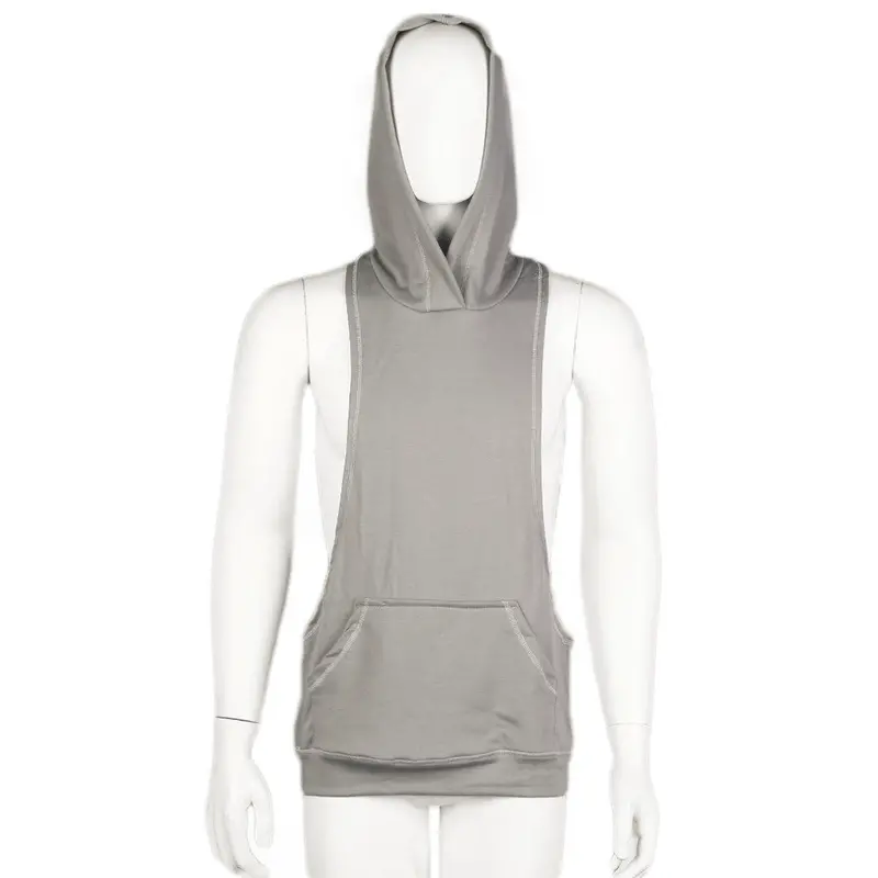 Hooded Vest Music Buliding Vest Euporean Vest Cotton Solid Body Building Tops Shirt Sleeveless 4 Colors 7