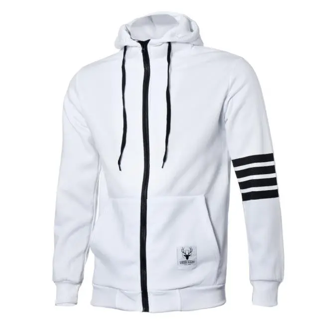 Hoodies Men Warm Hoodies Casual Zipper Hooded Sweatshirts Suit Hoody Jacket Black White 3
