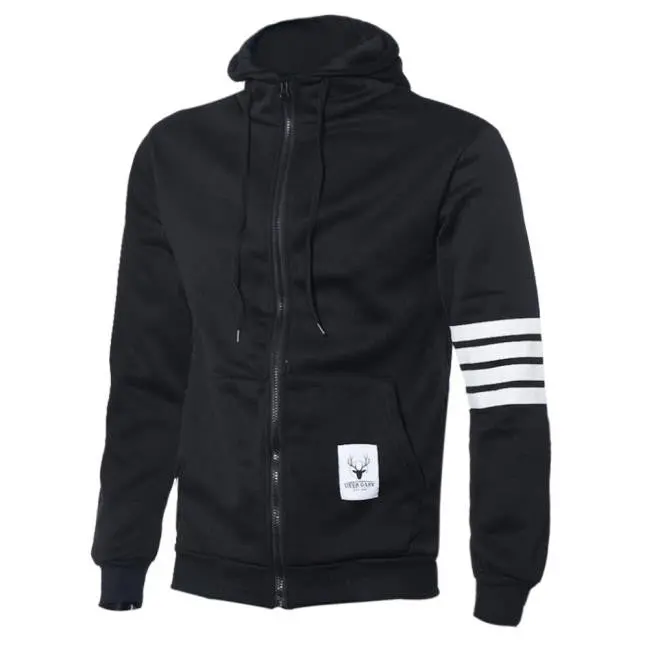 Hoodies Men Warm Hoodies Casual Zipper Hooded Sweatshirts Suit Hoody Jacket Black White 6